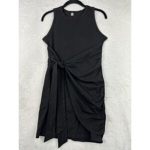 Morhuduck Womens S Black‎ Front Rauched Tie Dress Sleeveless